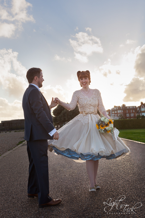 contre-jour wedding portrait